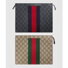 [GUCCI-구찌]GG 수프림 웹 클러치 475316