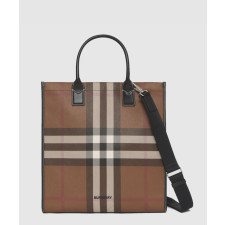 [BURBERRY-버버리]체크 레더 토트백 80491171