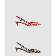 [VALENTINO-발렌티노]아이코노그래피 브이로고 시그니처 슬링백 펌프스