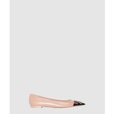 [VALENTINO-발렌티노]락스터드 레더 발레리나 펌프스