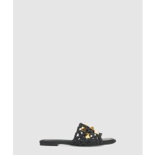 [VALENTINO-발렌티노]로만 스터드 브레이디드 레더 슬라이드 샌들