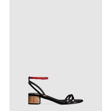 [BURBERRY-버버리]타탄 페이던트 레더 블록 힐 샌들 2891579