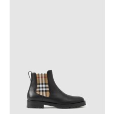 [BURBERRY-버버리]빈티지 체크 디테일 레더 첼시 부츠 80423631