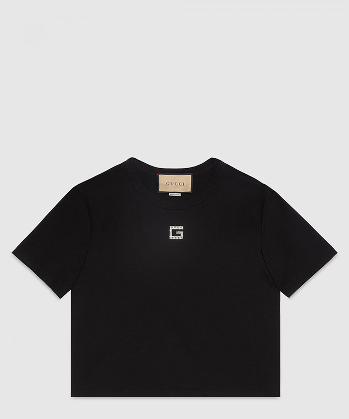 [GUCCI-구찌]크리스탈 장식 코튼 저지 티셔츠 764971