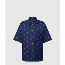 [LOUIS VUITTON-루이비통]엠브로이더드 시그니처 쇼트 슬리브드 데님 셔츠 1AFJDV