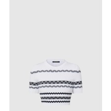 [LOUIS VUITTON-루이비통]스캘럽 스트라이프 크롭드 니트 톱 1AFTW3