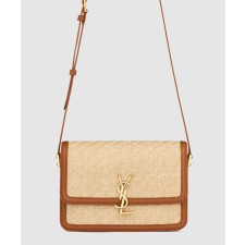 [SAINT LAURENT-생로랑]라피아 및 베지터블 태닝 가죽 소재의 SOLFERINO 미디엄 사첼백 634305