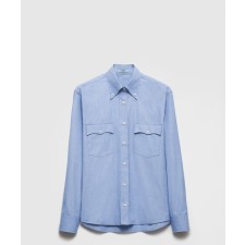 [PRADA-프라다]포플린 셔츠 사파이어 P437H1
