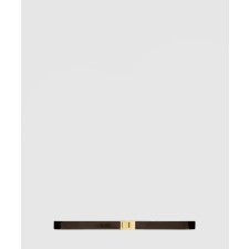 [SAINT LAURENT-생로랑]유광 가죽 버클 슬림 벨트 715871