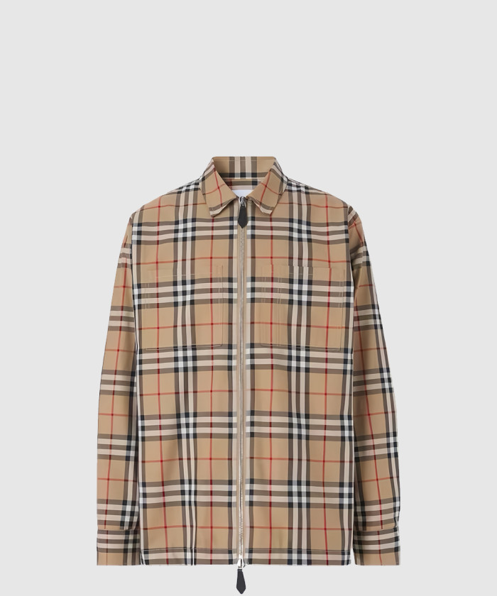 [BURBERRY-버버리]몬스터 그래픽 체크 코튼 지퍼 프런트 셔츠 80524691
