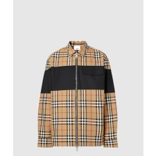[BURBERRY-버버리]컨트라스트 패널 체크 코튼 셔츠 집업 자켓 80367701