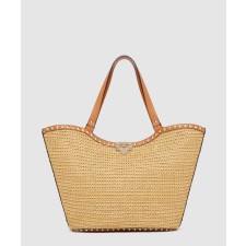 [VALENTINO-발렌티노]락스터드 우븐 라피아 쇼퍼백