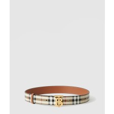 [BURBERRY-버버리]체크 레더 TB 벨트 80704101