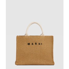 [MARNI-마르니]내추럴 컬러 라피아 이팩트 패브릭 소재 스몰 토트백