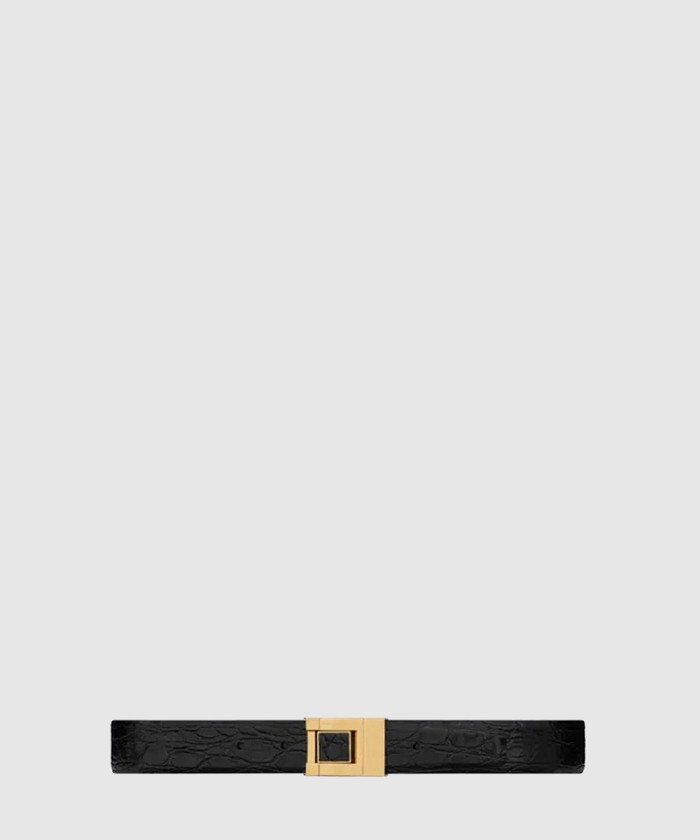 [SAINT LAURENT-생로랑]악어 엠보 가죽 버클 협벨트 658518