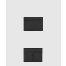[SAINT LAURENT-생로랑]크로커다일 무늬가 새겨진 블랙 가죽 소재의 모노그램 생 로랑 신용카드 케이스  4856310