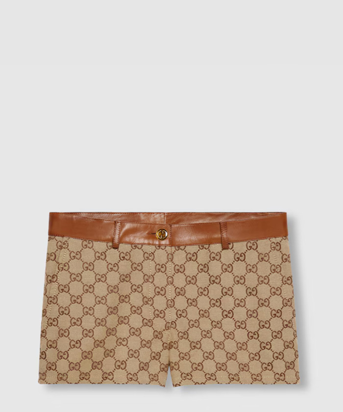 [GUCCI-구찌]가죽 트리밍 디테일 GG 캔버스 쇼츠 681154