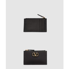 [VALENTINO-발렌티노]브이로고 시그니처 스탐파 알체 카프스킨 지퍼 카드 케이스