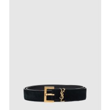 [SAINT LAURENT-생로랑]스퀘어 버클을 장식한 스웨이드 소재의 CASSANDRE 벨트 634437