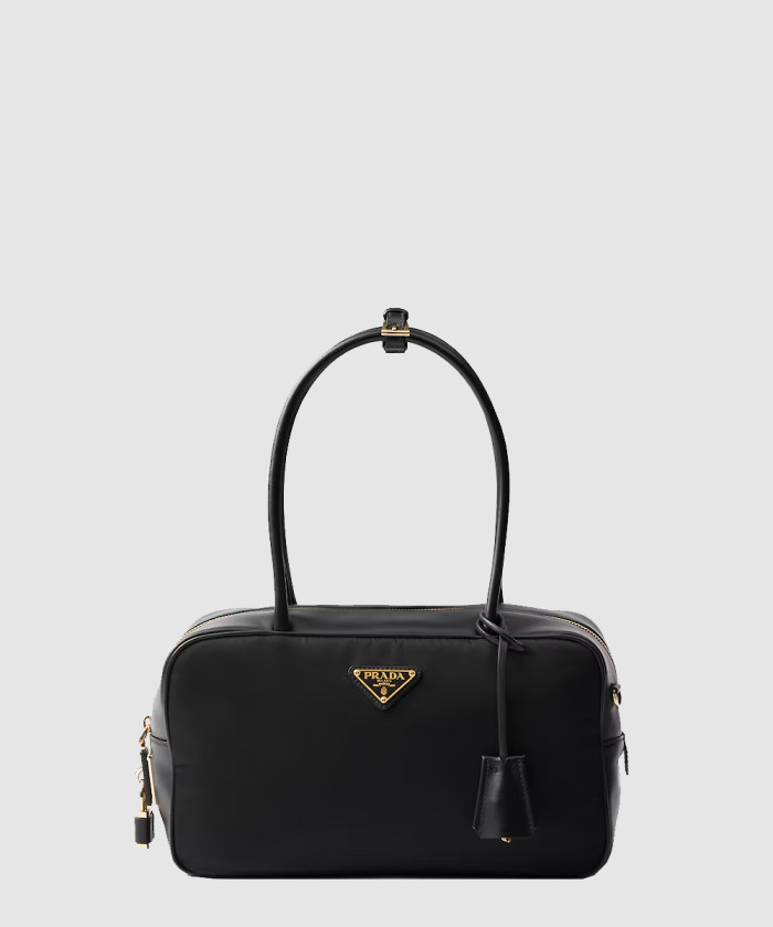 [PRADA-프라다]자물쇠가 있는 미디엄 리나일론 및 가죽 탑 핸들백 1BB132