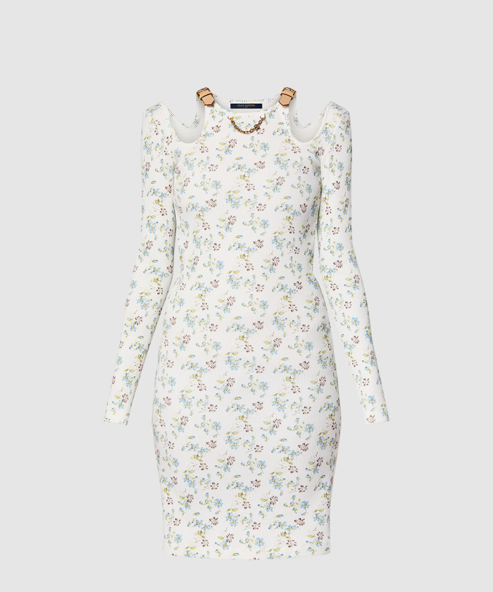 [LOUIS VUITTON-루이비통]플로럴 프린트 아일릿 스트랩 드레스 1AFGE4