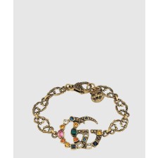 [GUCCI-구찌]로고 더블 G 세팅 크리스털 팔찌 530532