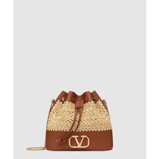 [VALENTINO-발렌티노]브이로고 시그니처 체인 미니 라피아 버킷백
