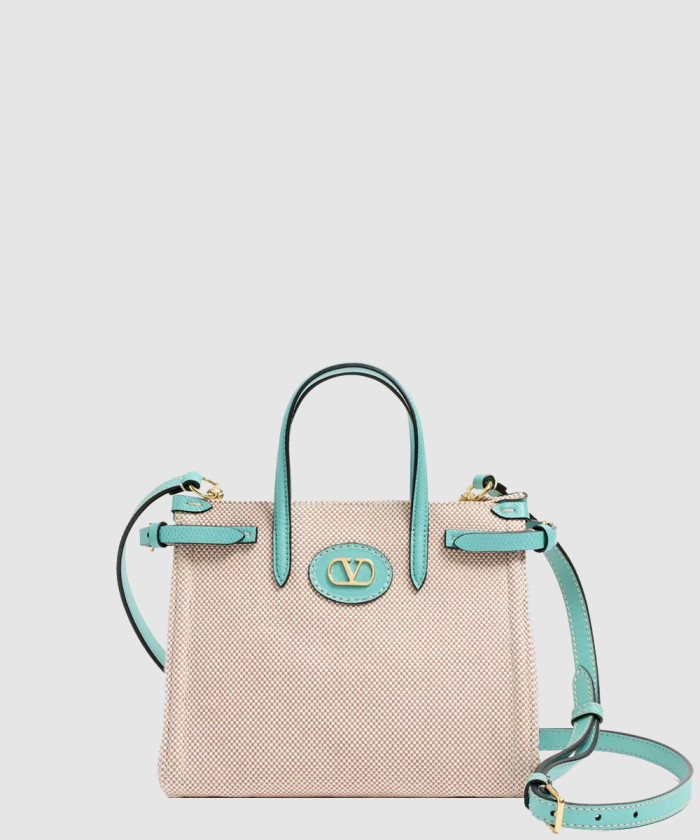 [VALENTINO-발렌티노]가라바니 앙티브 카룽 디테일 캔버스 스몰 쇼퍼백