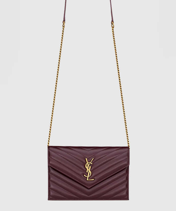 [SAINT LAURENT-생로랑]체인 광택 카산드라 엔벨로프 지갑 742920