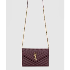 [SAINT LAURENT-생로랑]체인 광택 카산드라 엔벨로프 지갑 742920