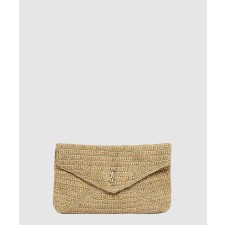 [SAINT LAURENT-생로랑]CASSANDRE 라피아 소재의 대형 봉투형 파우치 786074