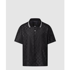 [LOUIS VUITTON-루이비통]모노그램 무아레 자카드 쇼트 슬리브드 실크 셔츠 1AGTP1