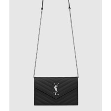 [SAINT LAURENT-생로랑]그랑 드 뿌드르 가죽 소재 cassandre 엔벨로프 체인 지갑 742920
