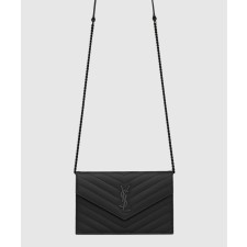 [SAINT LAURENT-생로랑]그랑 드 뿌드르 가죽 소재 cassandre 엔벨로프 체인 지갑 742920