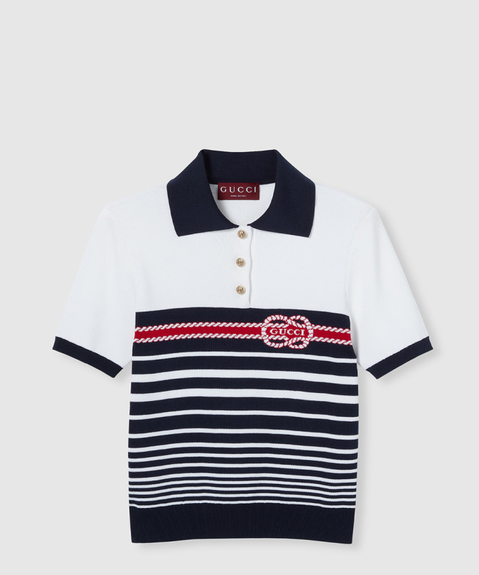 [GUCCI-구찌]인타르시아 코튼 스티치 폴로 탑 835916