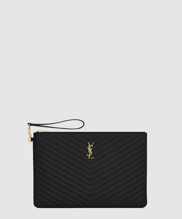 [SAINT LAURENT-생로랑]마틀라세 가죽 소재의 모노그램 다큐먼트 홀더 440222