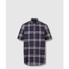 [BURBERRY-버버리]쇼트 슬리브 체크 코튼 포플린 셔츠 80208721