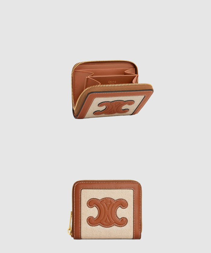 [CELINE-셀린느]트리옴프 가죽 콤팩트 지퍼 지갑 10L742