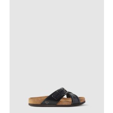 [VALENTINO-발렌티노]버클 로고 장식 가죽 슬라이드