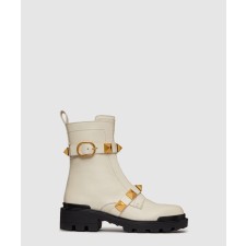 [VALENTINO-발렌티노]로만 스터드 송아지 가죽 밀리터리 앵클 부츠