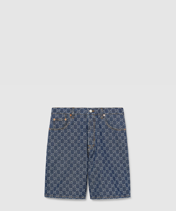[GUCCI-구찌]로우라이즈 GG 데님 자카드 쇼츠 782163